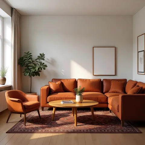 Stue i midcentury stil — generert med Lønnlyst