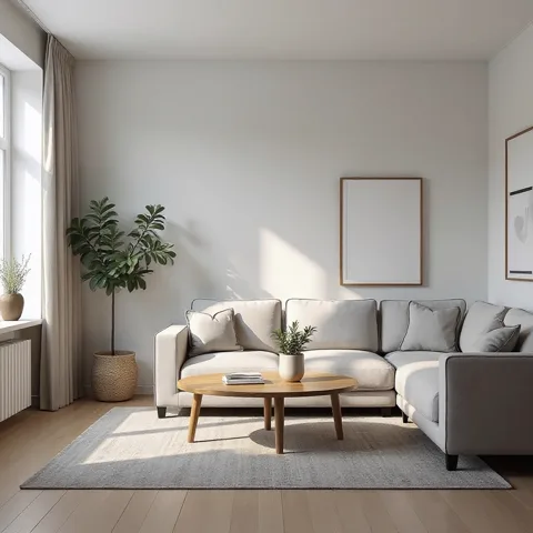Stue i moderne stil — generert med Lønnlyst