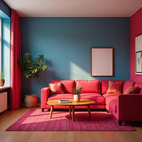 Stue i pop-art stil — generert med Lønnlyst