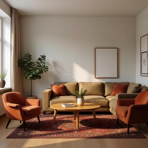 Stue i vintage stil — generert med Lønnlyst